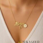 Collana con nome con margherita – argento sterling 925