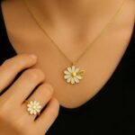 Naamketting en Ring Set met Madeliefje – 925 sterling zilver