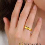 Fede nuziale piatta con taglio a tetto in confezione doppia – Argento sterling 925