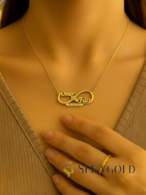 Collier avec deux prénoms & infini – Argent sterling 925