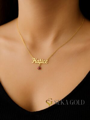 Naamketting met beweegbaar Lieveheersbeestje – 925 sterling zilver