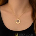 Ronde naamketting met Nazar-oog – 925 sterling zilver