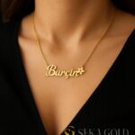 Floral Name Necklace – 925 Sterling Silver with 22 Karat Gold Plating
