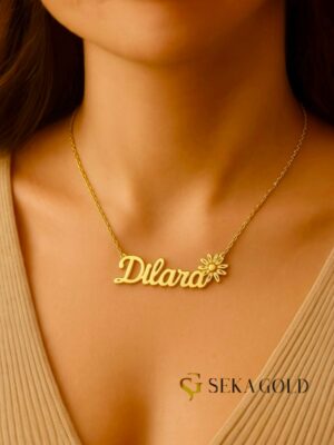 Collana con nome con margherita – argento sterling 925
