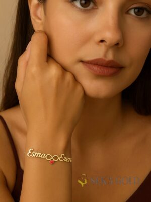 Naamarmband Oneindigheid – 925 sterling zilver met 22 karaat verguldsel