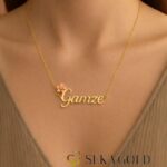 Collana con nome con motivo a fiori – argento sterling 925