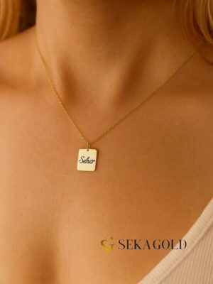 Naamketting met rechthoekige plaquette – 925 sterling zilver