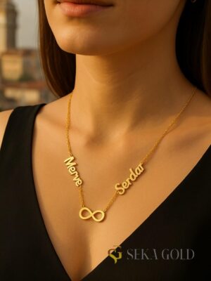 Collier à deux prénoms et infini – argent sterling 925