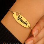 Naamarmband met ovaal hart-plaatje – 925 sterling zilver